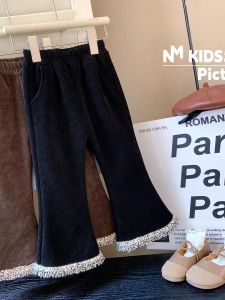 Fleece-lined Fashionable Girls Trousers Bell-bottoms