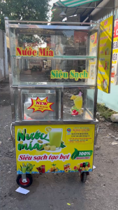 xe nước mía siêu sạch có tủ kính 1m trục ép 3 lô kim cương 12 bạc đạn mô tơ 800w bảo hành 24 tháng