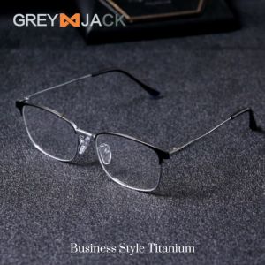 Grey Jack Kacamata Antiradiasi Blueray Bahan Titanium Kokoh Ringan Model Kotak Style Bisnis Simple Bisa Minus 2169
