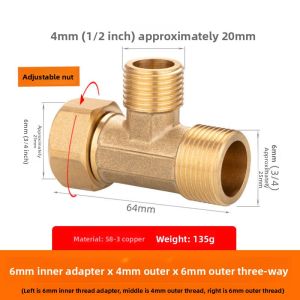 danxilu | Copper Solar Water Heater Fitting 4-Way