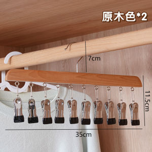 ตัวชี้เสื้อผ้าไม้แบบมีฟังก์ชันหลายอย่าง 10 ชิ้น ตู้เสื้อผ้าในบ้าน ตู้เสื้อผ้า หมวก ชุดชั้นใน ตัวชี้เสื้อผ้า ตัวช่วยจัดระเบียบ