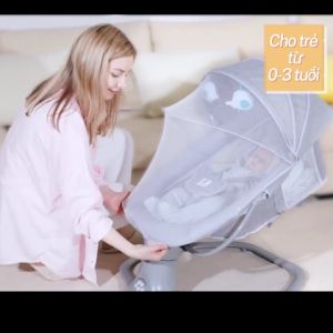 Nôi điện cho em bé sơ sinh - Nôi điện tự động cho bé điều khiển từ xa kết hợp nhạc trắng ru ngủ thư giãn và 5 chế độ đung đưa Mastela 8104/8106