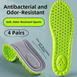 Sports Shoe Insoles Mens Absorb Sweat Anti-Odor Breathable Artemisia Absorb Odor Sports Air Cushion Shock Absorption Thickened Long Standing Not Tired Womens Style
