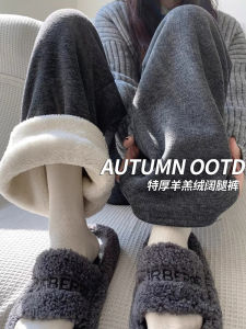 กางเกงขายาวทรงหลวมเอวสูงผ้ากำมะหยี่สีเทาสำหรับผู้หญิงในฤดูใบไม้ผลิและฤดูใบไม้ร่วง กางเกงขายาวทรงหลวมสไตล์ลำลองสำหรับผู้หญิง