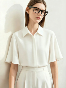 AMII | Elegant Commuter Style Turn-down Collar Butterfly Sleeve Womens Blouse
