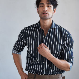 SIMWETO | Slim Fit Casual Striped Shirt Long Sleeve