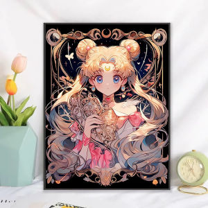 Bandai | Anime Character DIY Oil Painting S-Sailor M-Moon By Numbers Modern Wall Decor for Living Room Bedroom Perfect Gift No Frame