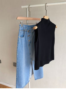 V.C.I | Semi-high Collar Merino Wool Knit Sleeveless Vest for Women
