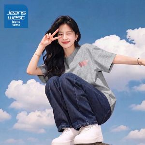 Jeanswest | Áo Thun Tay Ngắn Cổ Vuông Form Rộng Tôn Dáng Mùa Hè 100% Cotton
