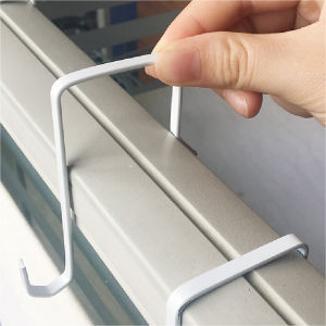 No-Drill Stainless Steel Z-Shaped Door Hook for Cabinet Kitchen Dormitory Top Bunk Bed Back Door Hook Storage Organizer