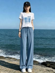 NUANPING | Simple and Elegant Summer 2026 Leisure Sport Set T-shirt and Wide Leg Pants