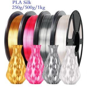 เส้นใยพิมพ์ 3 มิติ ไหม PLA ขนาด 1.75 มม. น้ำหนัก 1 กก./500 กรัม/250 กรัม วัสดุสำหรับพิมพ์ 3 มิติ เส้นใยเงา เรียบเนียน PLA สีทอง สีเงิน สีขาว ความเร็วสูง