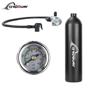 Ctrepower Tyre Air bottle Tire Booster With Valve Gas Cylinder With Clear Pressure Gauge For Bike Vacuum Tubeless Tire MTB Road