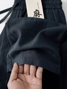 กางเกงขายาวทรงตรงผ้าลินินบางหลวมๆ สำหรับผู้ชาย กางเกงขายาวลำลองสำหรับผู้หญิง ระบายอากาศได้ดี สวมใส่สบาย ฤดูร้อน 2025