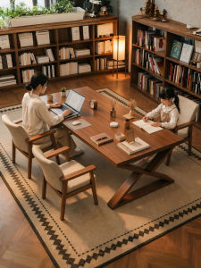 ZHUOHE | Large Long Living Room Integrated Study Desk Solid Wood