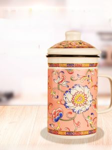 Enameled Large Capacity Tea Cup 304 Mark Thickened Old Style Cup with Lid Chinese Style Stainless Steel Dining Utensils