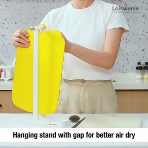 Double sided Antibacterial Chopping Board Holder With Stand & Brush Set Non-slip Cutting