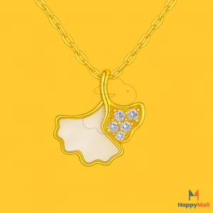 HappyRabbit - Kalung Liontin Daun Permata 5A Zirkon | Titanium Steel 18K Anti Karat HR11023