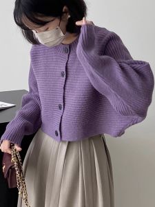 Spring & Fall Fancy Batwing Sleeve Classic Style Loose Sweater Female Knitting Stylish Niche Style Cardigan First Date Elegant outside