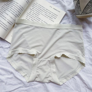 Eco-Friendly Triangular Womens Underwear Pure Color Cotton Crotch Mid-Waist Seamless Breathable Comfortable Butt Covering