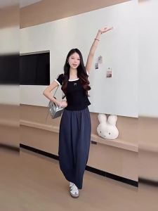XIANYIJIAO | Chân Váy Dạng A-Line Phong Cách Đồng Phục Màu Trắng Kích Cỡ Lớn