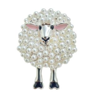 [CL]1Pcs Sheep Shape Full Drill Design Elegant Decoration Vintage Pearl Brooch For Women Daily Outfit[CL]