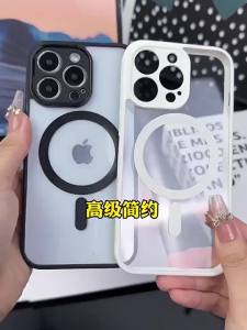 Luxury Magnetic Wireless Charge For Magsafe Case For iPhone 15 14 13 12 11 Pro Max Lens Protection Soft Bumper Transparent Cover