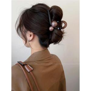RUIQIU | Retro Brown Pearl Large Hair Clip