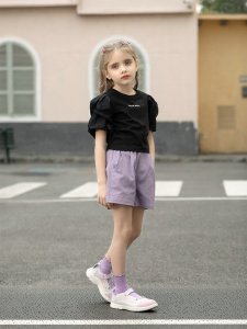 Summer Cotton Short Pants For Big Girl Purple