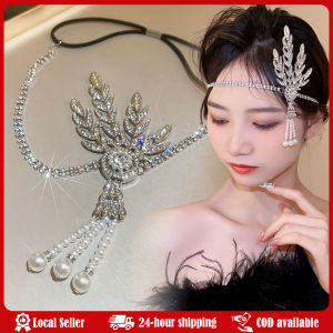 1920s Flapper Headband Vintage Bridal Great Gatsby Roaring Party Headpiece Feather Headband Costume Props Beaded Hair Accessorie Gatsby Party Metal Leaf Headwear Alloy Headband Necklace Long Smoke Rod Glove Set 1920s Makeup Ball Accessories