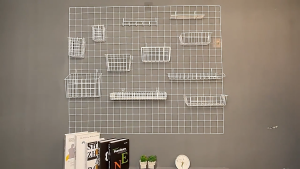 Sari sari store organizer Wiremesh Coated Hook Open Basket Wall Hanging Storage Multi functional storage rack