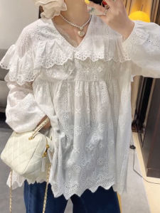SHUAIYUE | Áo Blouse Phong Cách Pháp Có Ren và Nếp Nhăn