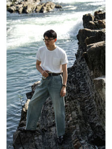 เสื้อยืดคอกลมคอตตอนเนื้อหนา UGENTLE Sea Salt White สำหรับผู้ชายและผู้หญิง กระเป๋าหน้า ทรงหลวม ทรงหลวม สำหรับใส่ไปทำงานในฤดูร้อน