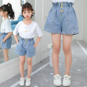Girls High Waist Loose Fit Short Jeans Summer Thin Casual Breathable Childrens Clothing Baby Pants Kids Outerwear
