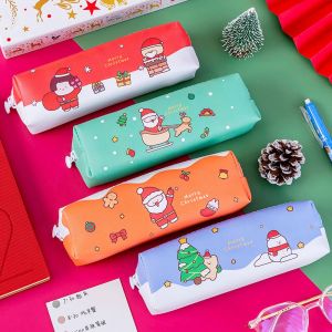 NCNC(OKDEALS01) Student Simple Zipper Elk Large Capacity Santa Claus Christmas Tree Christmas Pencil Bag Christmas Pencil Case Stationery Supplies