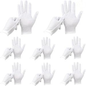 6/12Pairs White Cotton Gloves for Women Men Full Finger Anti Slip Hand Protection Gloves Waiters Drivers Jewelry Workers Glove