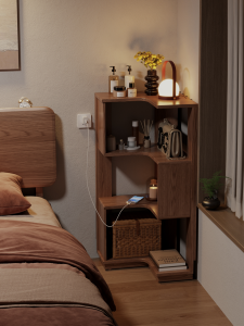 DONGMU | Solid Wood Corner Bedside Bookshelf