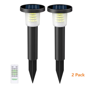 Intelamp 2 Pack Solar Garden Lights Outdoor Stainless Steels Lawn Lamp ﻿For Walkway Villa Garden Courtyard District Residential