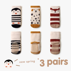Pure Cotton Baby Floor Socks Cartoon Design Non-Slip Mid-Calf No-Cuff Indoor Cool Comfortable Infant Socks by Xiderui