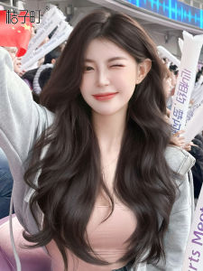 Long Hair Wig Piece V-Shaped Curl Natural Seamless Volume Boosting Bouffant Hair Extension Piece One-Piece Simulation Hair