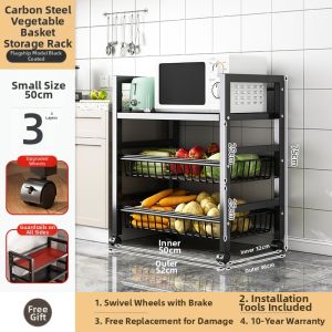 ZHUOHE | Multifunctional Mobile Floor Shelving Unit for Kitchen Use