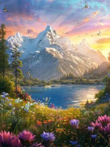 Jigsaw Puzzle for Adults 500/1000/1200/2000PCS Spring Floral Mountain Artwork Mindful Game Stress Relief Decor Gift
