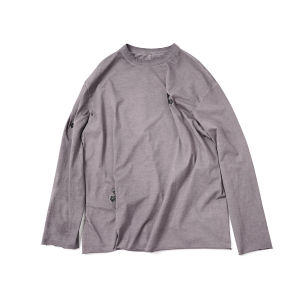 Retro Loose Fit Long Sleeve T-Shirt Crew Neck Pullover American Style Fashionable Design Worn-In Look Womens Cotton Top