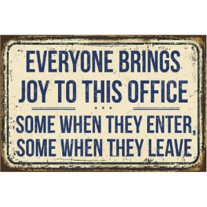 OfficeHumorVintageSign Retro Office Funny Tin Sign - Everyone Brings Joy to This Office Metal Poster Cute Vintage Wall Décor