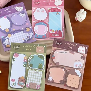 Nota Lekat 60 Sheet/Set Cute Creative Cartoon Sticky Notes Memo Bookmark Mini Message Sticker Planner Office School Paper Notepad 便利贴