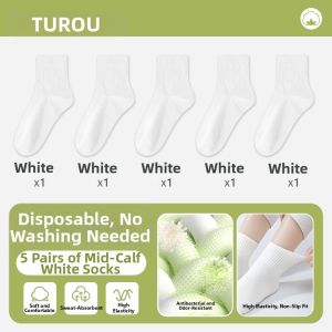 TUROU | Daily Disposable Non-Cotton Thin Summer Travel Odor-Resistant No-Show / Mid-Calf Socks
