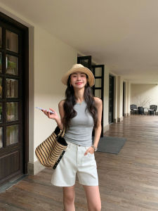 Retro High-Waisted A-Line Flared Shorts White