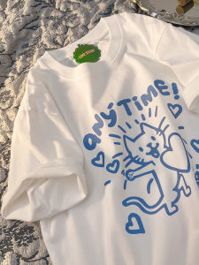 Áo Thun Cotton Tay Ngắn Dáng Rộng Cổ Tròn Màu Trắng Cho Nữ Mùa Hè 2025 Áo Thun Cotton Thoáng Khí Thấm Hút Mồ Hôi Phong Cách Thường Ngày