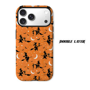 Halloween Witch Silhouette Phone Case for iPhone 18 17 16 15 14 13 12 11 Air Pro Max Plus Double-layer Cover