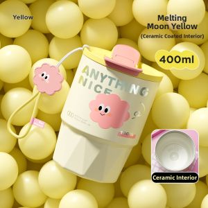 Relea | High Appearance Portable Insulated Cup With Straw Ceramic Lining